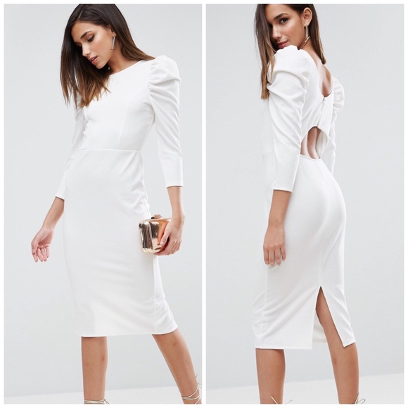 ASOS Dresses & Skirts - NWT ASOS Puff Sleeve Cutout Back Dress